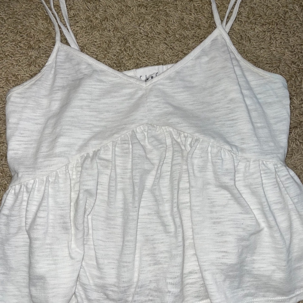 Sadie and Sage Small White Peplum Tank Top